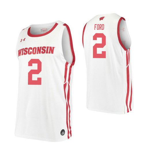 Aleem Ford College Basketball Jersey White Wisconsin Badgers stitched basketball jersey for game day fanwear