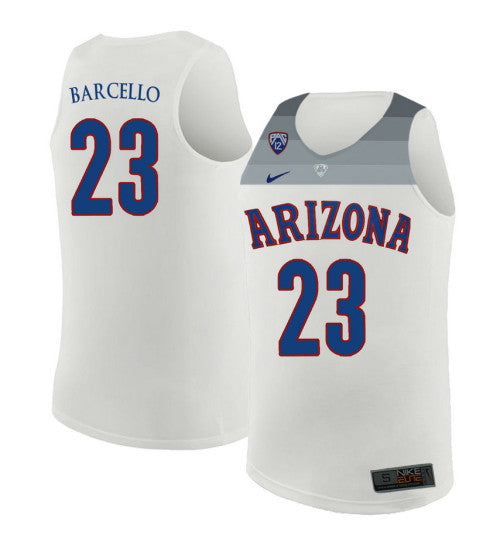 Arizona Wildcats 23 Alex Barcello College Basketball Jersey White 254 stitched basketball jersey for game day fanwear