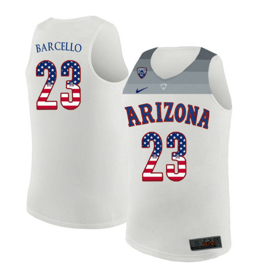 Arizona Wildcats 23 Alex Barcello College Basketball Jersey White 253 stitched basketball jersey for game day fanwear