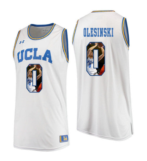 UCLA Bruins Alex Olesinski 10784 #0 White stitched throwback college basketball jersey