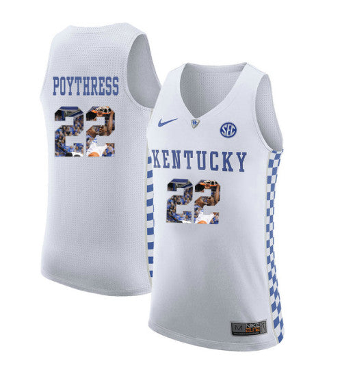 Kentucky Wildcats 22 Alex Poythress College Basketball Jersey White | Stitched Jersey RTJS 3623