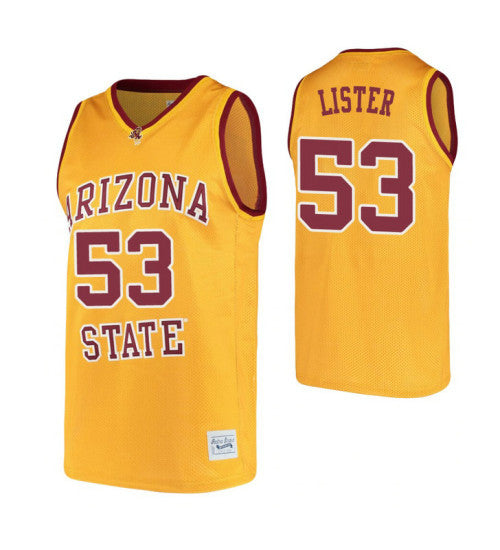 Arizona State Sun Devils 53 Alton Lister Gold College Basketball Jersey | Stitched Jersey RTJS 5674