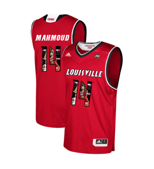 Louisville Cardinals 14 Anas Mahmoud College Basketball Jersey Red stitched retro jersey