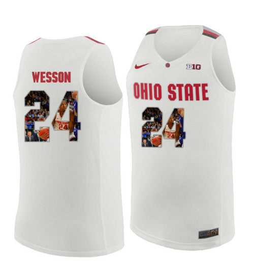 Ohio State Buckeyes #24 Andre Wesson College Basketball Jersey White 9798 stitched college jersey