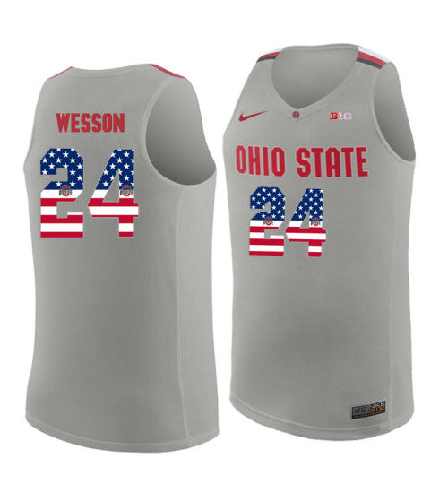 Ohio State Buckeyes 24 Andre Wesson College Basketball Jersey Gray 4000 | Stitched Jersey RTJS 7748
