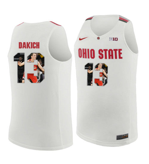 Ohio State Buckeyes #13 Andrew Dakich College Basketball Jersey White 9763 stitched college jersey