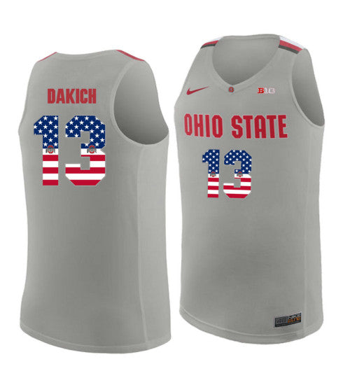 Ohio State Buckeyes #13 Andrew Dakich College Basketball Jersey Gray 9756 stitched college jersey