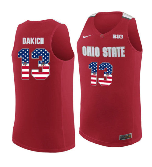 Ohio State Buckeyes 13 Andrew Dakich College Basketball Jersey Red 3967 | Stitched Jersey RTJS 7781
