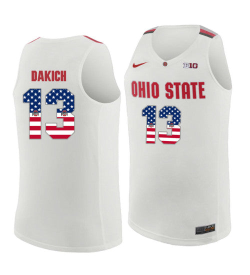 Ohio State Buckeyes #13 Andrew Dakich College Basketball Jersey White 9764 stitched college jersey