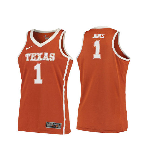 Texas Longhorns Andrew Jones 10612 #1 Orange stitched throwback college basketball jersey