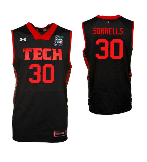 Andrew Sorrells Texas Tech Red Raiders #30 Black stitched throwback college basketball jersey