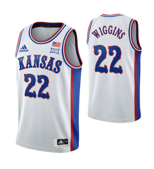 Kansas Jayhawks 22 Andrew Wiggins White College Basketball Jersey stitched retro jersey