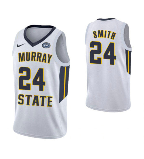 Murray State Racers #24 Anthony Smith College Basketball Jersey White stitched college jersey