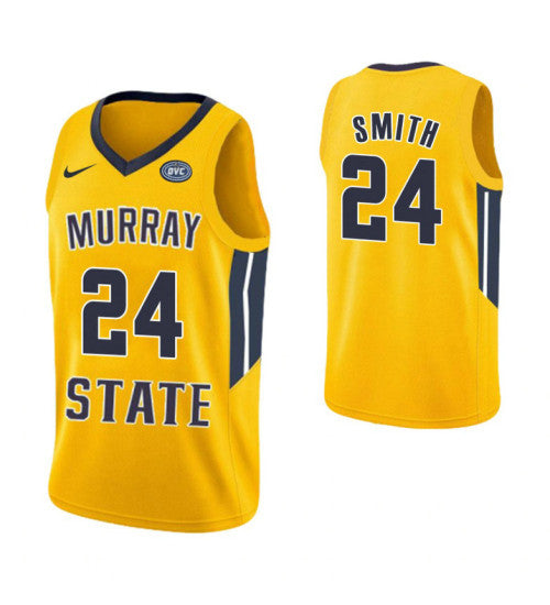 Murray State Racers 24 Anthony Smith College Basketball Jersey Yellow | Stitched Jersey RTJS 8290