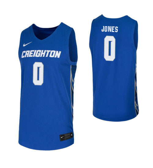 Creighton Bluejays 0 Antwann Jones Royal College Basketball Jersey stitched basketball jersey for game day fanwear