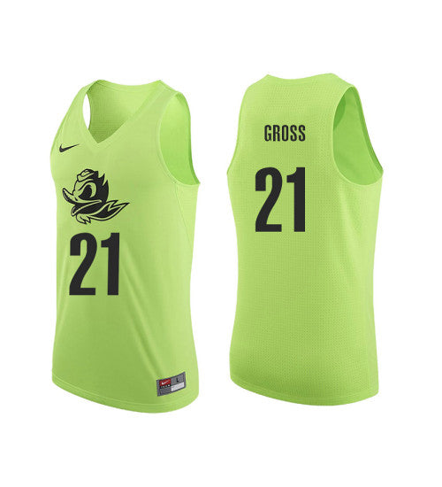 Oregon Ducks 21 Evan Gross College Basketball Jersey Apple Green | Stitched Jersey RTJS 7509