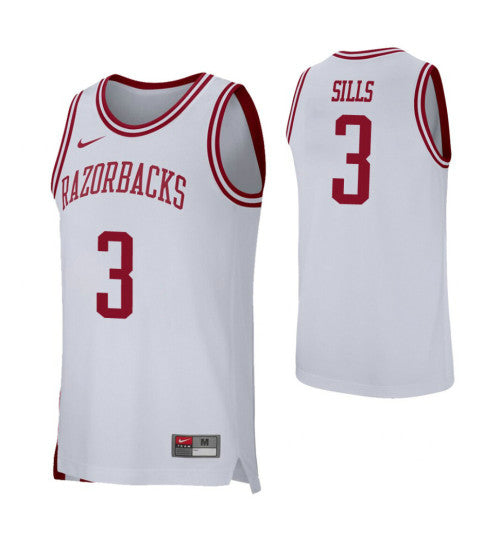 Arkansas Razorbacks Retro Desi Sills College Basketball Jersey White stitched basketball jersey for game day fanwear