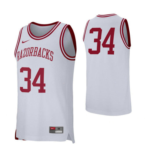Arkansas Razorbacks 34 College Basketball Jersey White | Stitched Jersey RTJS 5452