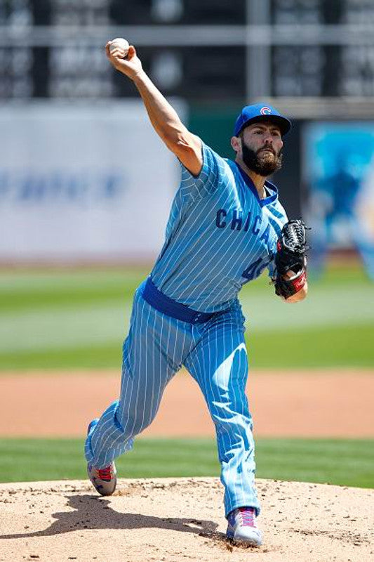 Chicago Cubs Jake Arrieta 1980s Cooperstown MLB jersey front view