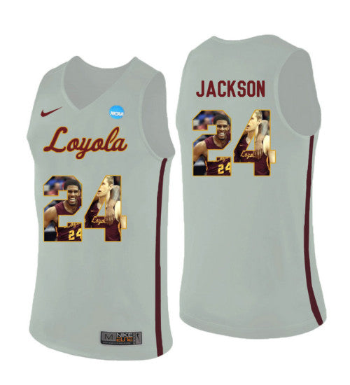 Loyola Chi Ramblers 24 Aundre Jackson College Basketball Jersey White stitched retro jersey