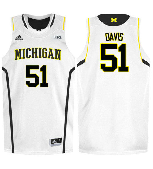 Michigan Wolverines #51 Austin Davis College Basketball Jersey White 9080 stitched college jersey