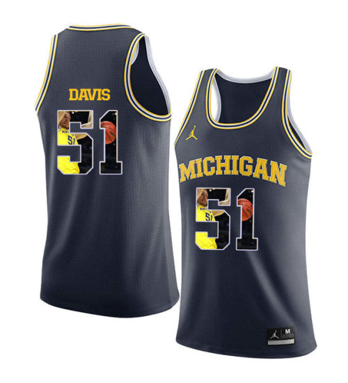 Michigan Wolverines #51 Austin Davis College Basketball Jersey Navy stitched college jersey