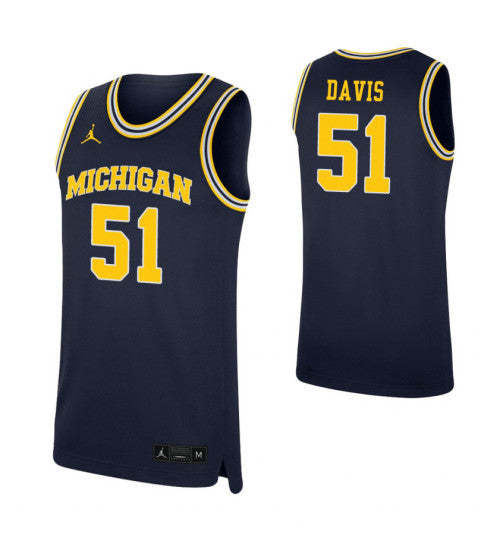 Michigan Wolverines #51 Austin Davis Navy College Basketball Jersey 9086 stitched college jersey