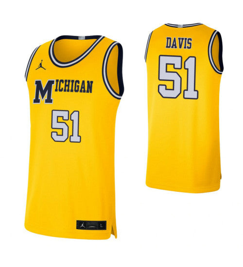Michigan Wolverines #51 Austin Davis Retro Limited College Basketball Jersey Maize stitched college jersey