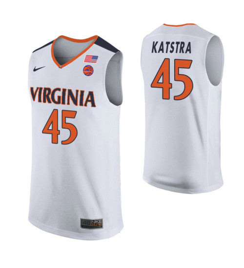 Austin Katstra Virginia Cavaliers White stitched throwback college basketball jersey