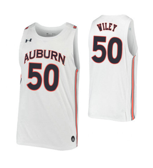 Auburn Tigers 50 Austin Wiley White College Basketball Jersey stitched basketball jersey for game day fanwear