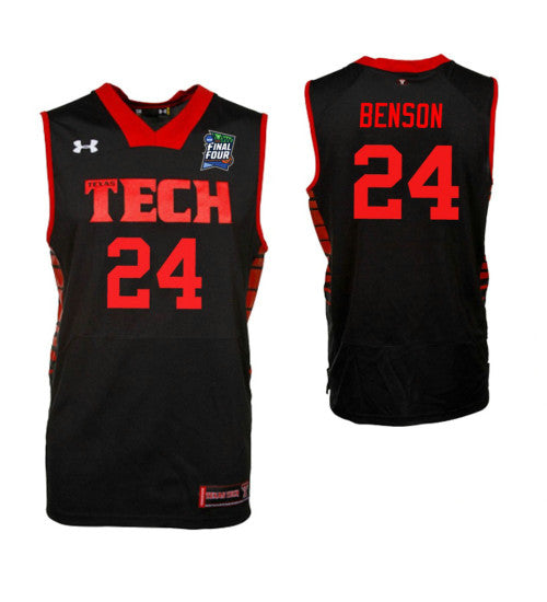 Texas Tech Red Raiders 24 Avery Benson Black College Basketball Jersey | Stitched Jersey RTJS 6788