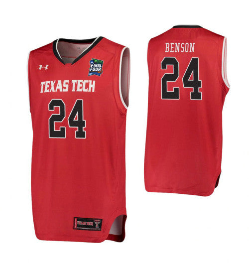 Avery Benson Texas Tech Red Raiders Red Final Four College Basketball Jersey stitched basketball jersey for game day fanwear