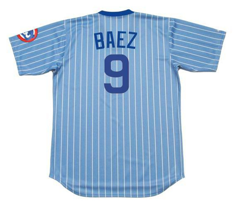 Chicago Cubs Javier Baez 1980s Cooperstown MLB jersey front view