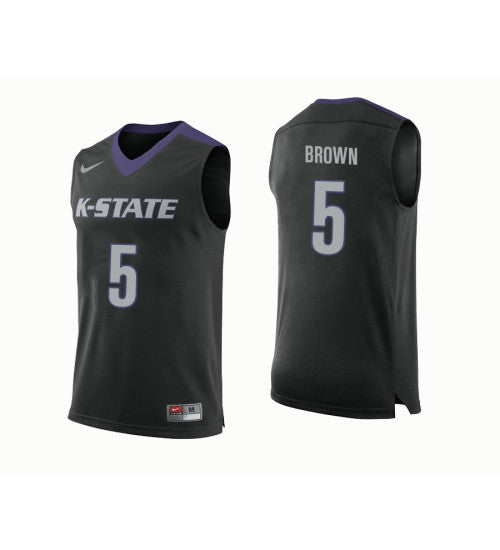 Kansas State Wildcats 5 Barry Brown College Basketball Jersey Black stitched retro jersey
