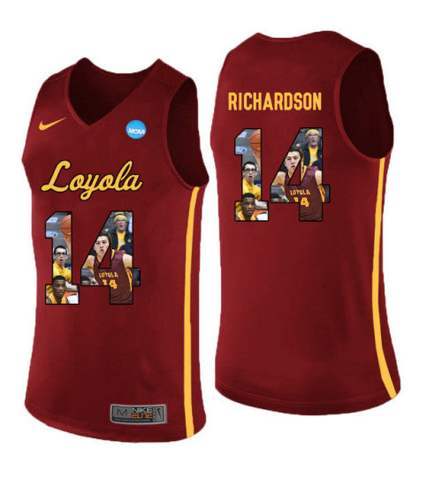 Loyola Chi Ramblers 14 Ben Richardson College Basketball Jersey Red stitched retro jersey