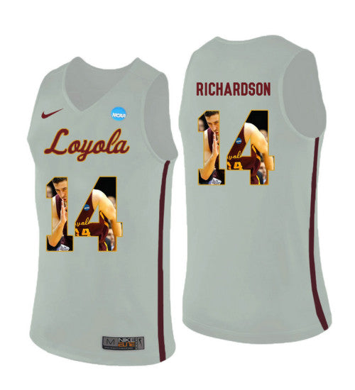 Loyola Chi Ramblers 14 Ben Richardson College Basketball Jersey White stitched retro jersey