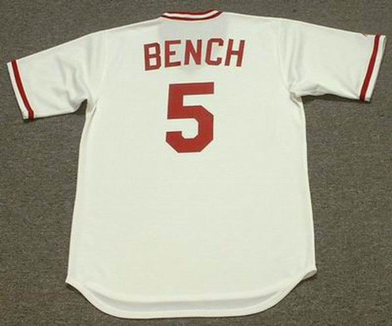 Cincinnati Reds Johnny Bench Cooperstown MLB jersey front view