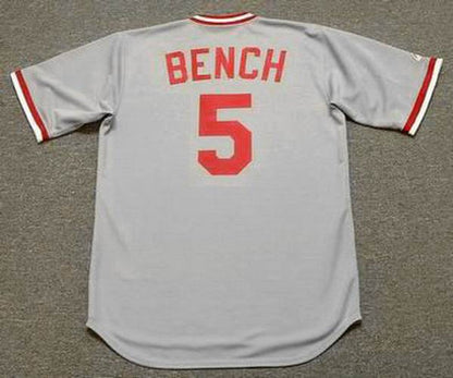 Cincinnati Reds Johnny Bench Cooperstown MLB jersey front view
