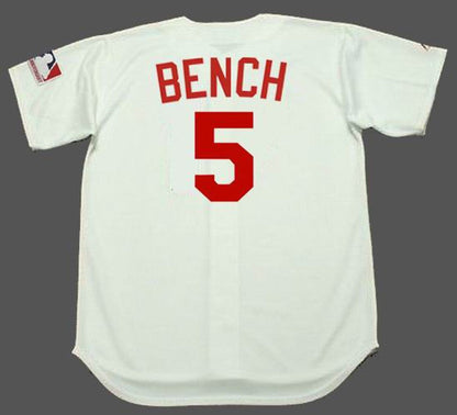 Cincinnati Reds Johnny Bench Cooperstown MLB jersey front view