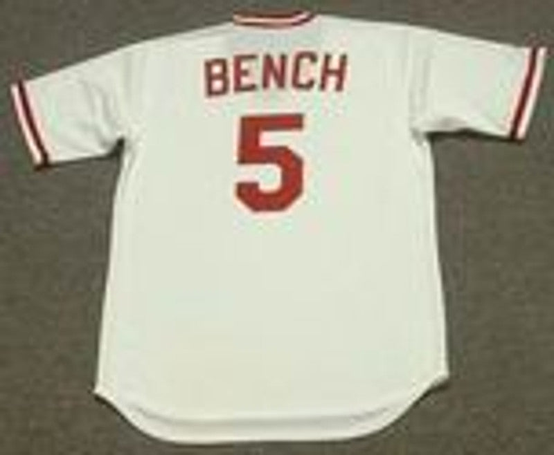Cincinnati Reds Johnny Bench Cooperstown MLB jersey front view