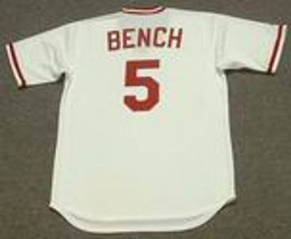 Cincinnati Reds Johnny Bench Cooperstown MLB jersey front view