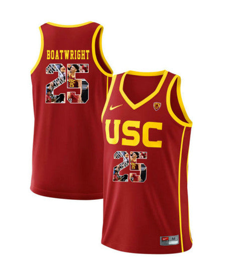 USC Trojans Bennie Boatwright #25 Red stitched throwback college basketball jersey