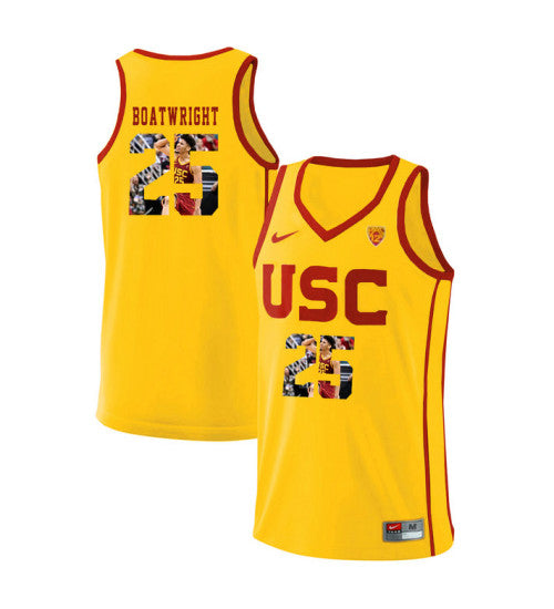 USC Trojans Bennie Boatwright 10984 #25 Yellow stitched throwback college basketball jersey