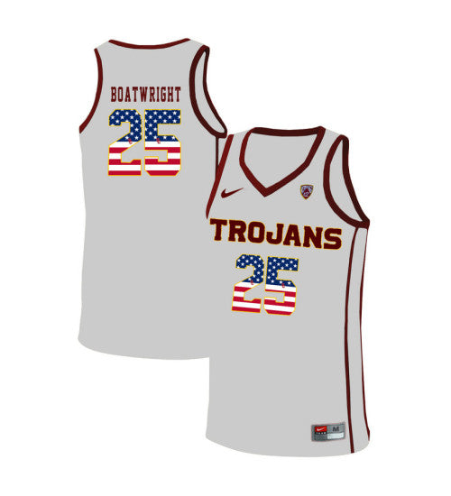 USC Trojans Bennie Boatwright 10980 #25 White stitched throwback college basketball jersey
