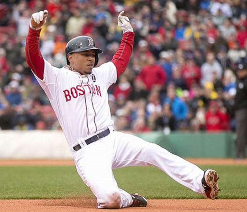 Mookie Betts Boston Strong Red Sox 2015 Home Throwback Baseball Jersey jersey front view