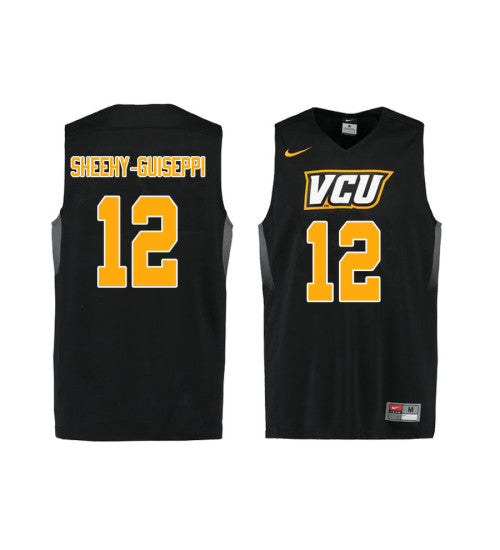 Vcu Rams Dylan Sheehy Guiseppi #12 Black stitched throwback college basketball jersey