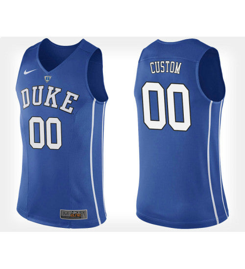 Duke Blue Devils 00 Custom Blue Home Jersey College Basketball stitched basketball jersey for game day fanwear