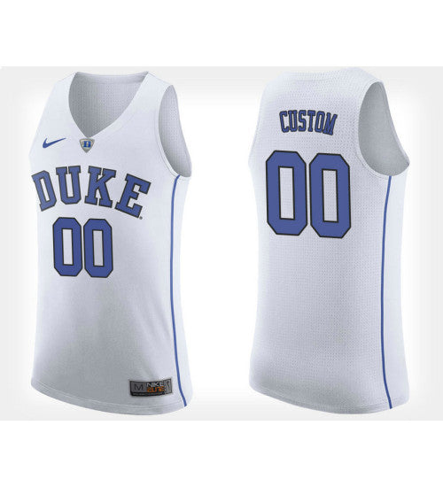 Duke Blue Devils 00 Custom White Road Jersey College Basketball stitched basketball jersey for game day fanwear
