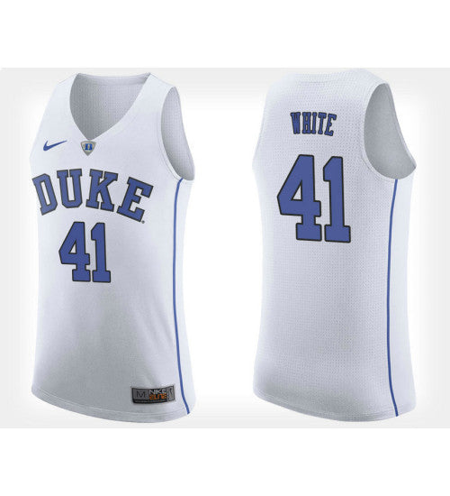 Duke Blue Devils 41 Jack White White Road College Basketball Jersey stitched retro jersey