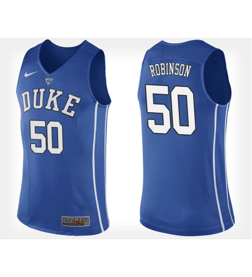 Duke Blue Devils 50 Justin Robinson Blue Home College Basketball Jersey stitched retro jersey